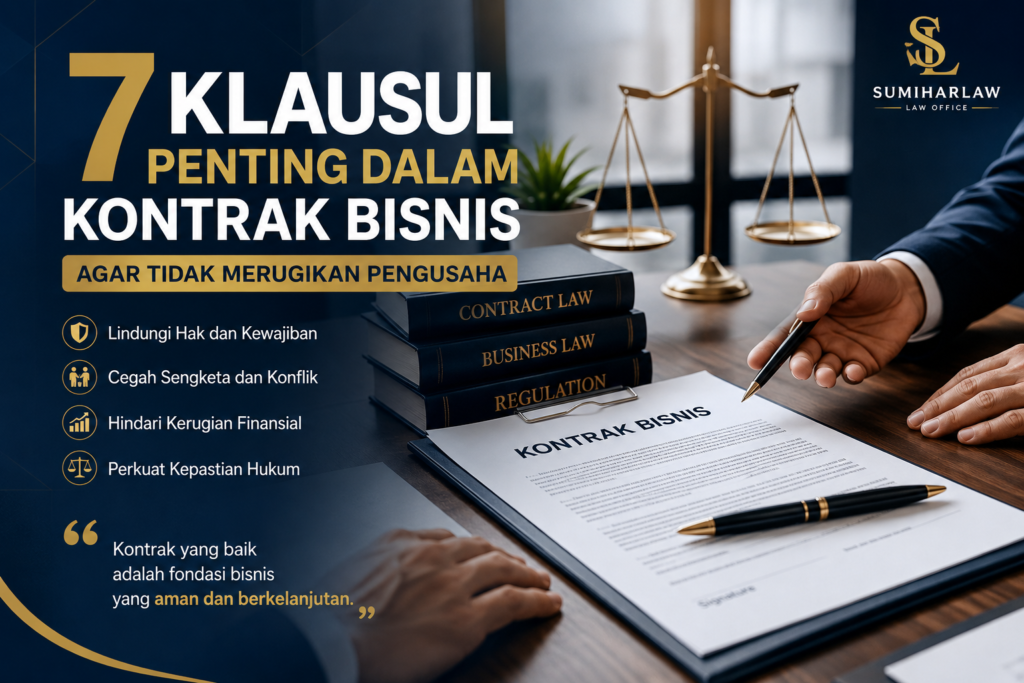 Ilustrasi klausul penting dalam kontrak bisnis pada konteks hukum