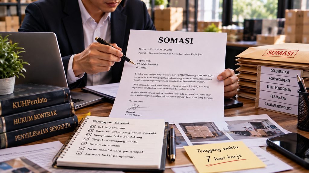Pemeriksaan somasi dan perjanjian dalam penanganan persoalan kontrak