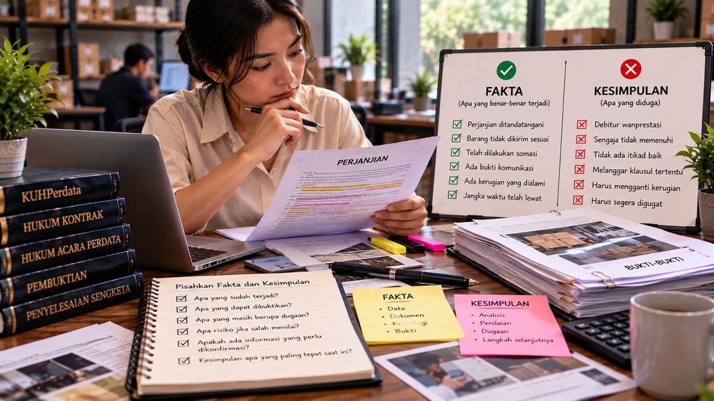 Memisahkan fakta, dugaan, dan kesimpulan dalam pemeriksaan persoalan kontrak